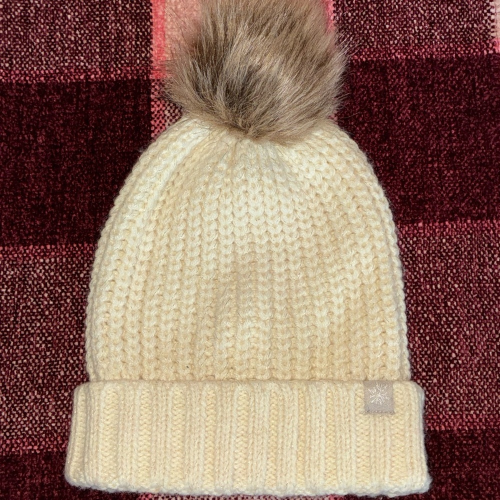 Sparkle Knit Winter Hat - Cream